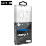 MILA | Type C POWER+ Charge & Sync Cable White 6.5 FT / 2M Retail Packaging