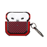 Carbon Fiber Design Hybrid With Metal Hook Case Cover - Red For AirPods 3