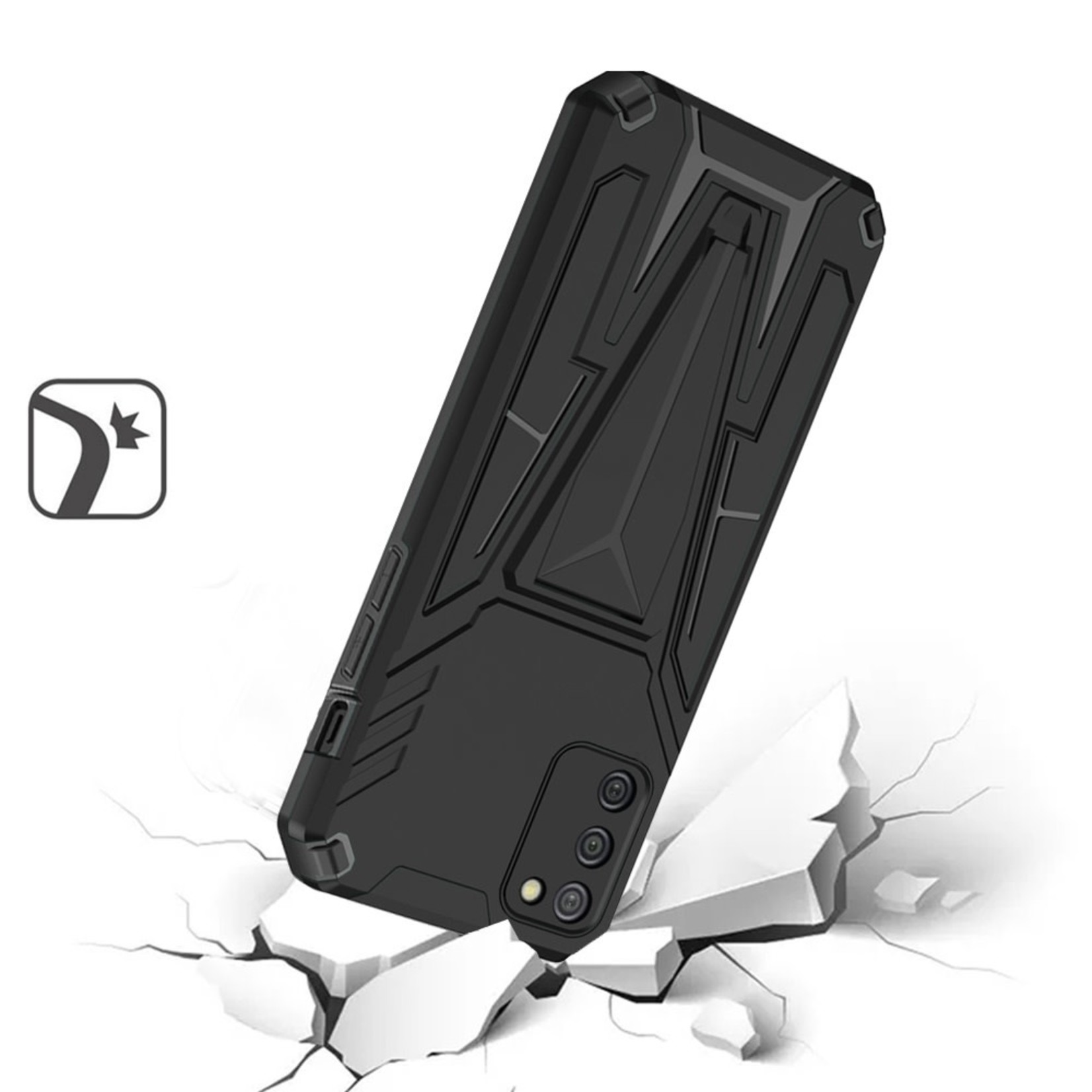 Samsung Alien Design Shockproof Kickstand Magnetic Hybrid Case Cover - Black For Samsung Galaxy A03s
