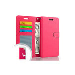 Hybrid PU Leather Flip Cover Case Wallet with Credit Card Slots for Galaxy A12 Retail Packaging Hot Pink