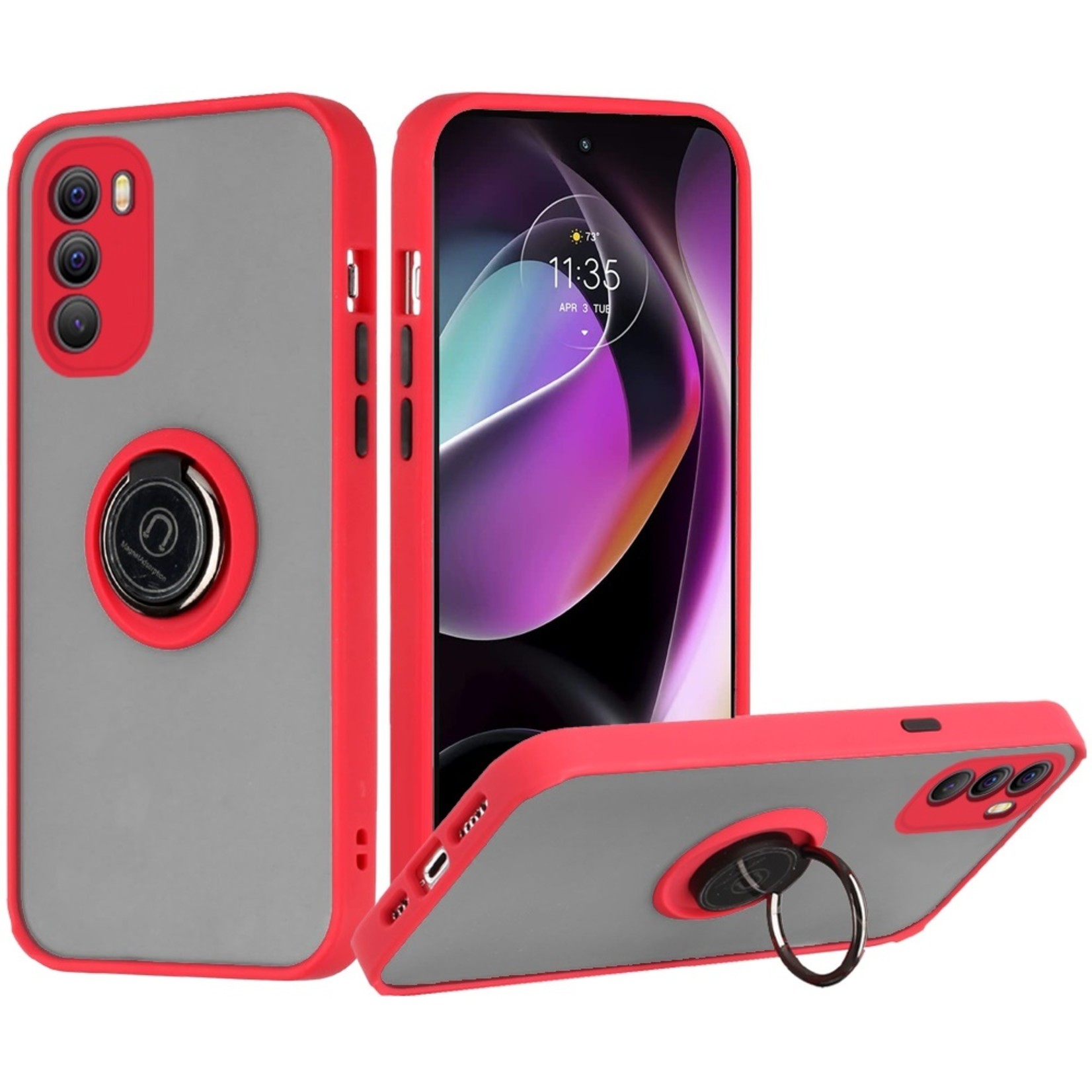 Motorola Magnetic RingStand Case Cover - Red For Moto G 5G 2022