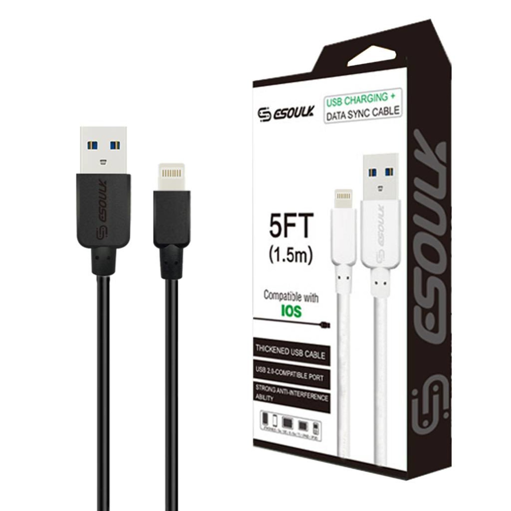 ESOULK | Lightning Heavy Duty USB 5ft Cable 1.5A - EC30P