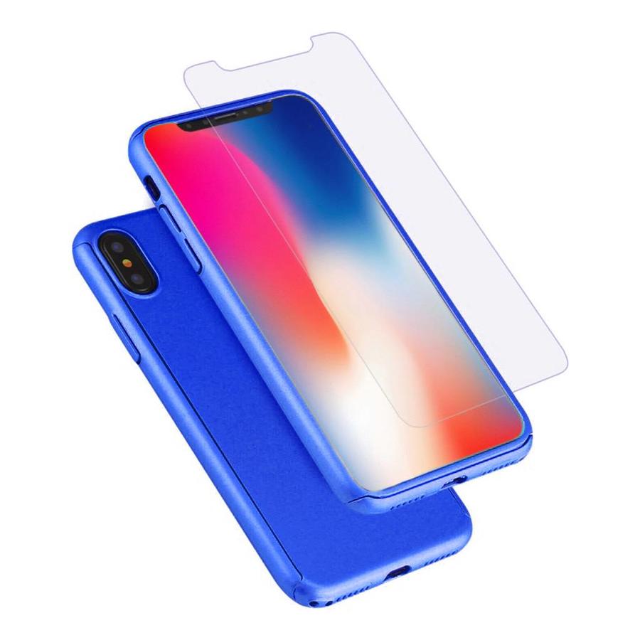 Fashion PC 360 Degree Protective Case with Tempered Glass For iPhone X / XS