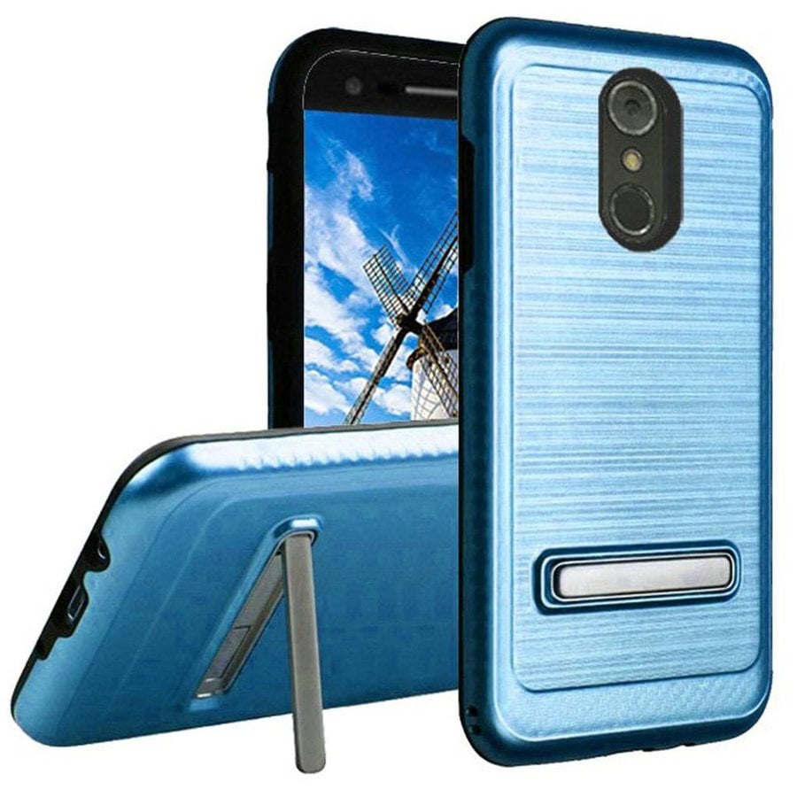 Metallic PC TPU Brushed Case Carbon Fiber Edge with Kickstand for LG Stylo 4