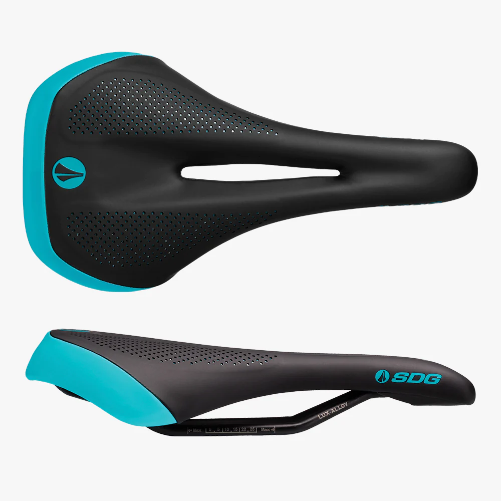 SDG SDG Allure V2 Saddle, Lux-Alloy Rails, Black/Turq