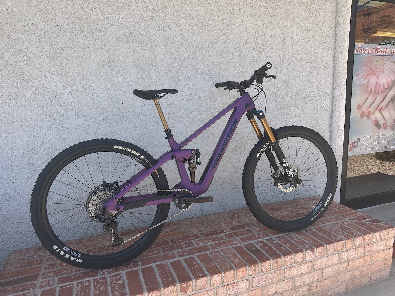 Transition Sentinel V3 Carbon XT, with Fox factory suspension, & fox transfer dropper (Medium- Deep Purple Satin)