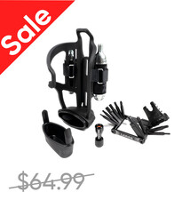 LEZYNE SALE Lezyne, Tubeless Flow Storage Loaded, Bottle Cage, Composite, Includes CO2 Head, V18 Multi-Tool with Tubeless Reamer & Tire Plug Kits, 2 CO2 Cartridges (Right)