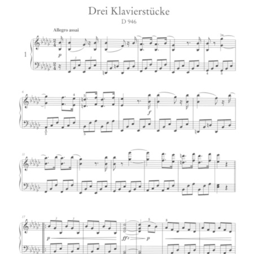 Schubert Three Piano Pieces 2 Fragments - 