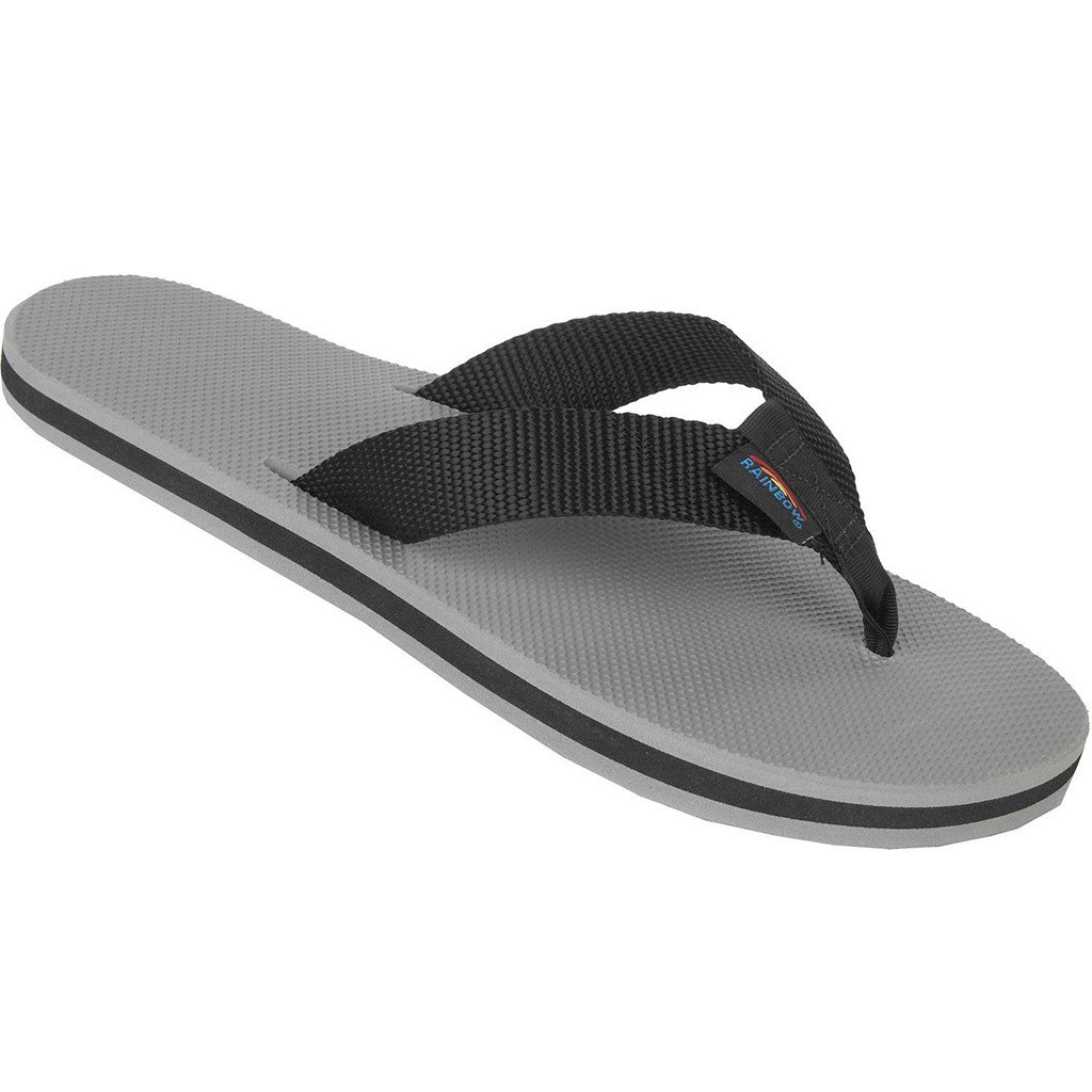 mens grey rainbow flip flops