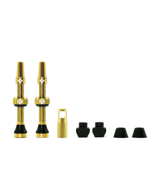 Muc-Off Muc-Off Tubeless Valve Kit: Gold, fits Road and Mountain, 44mm, Pair