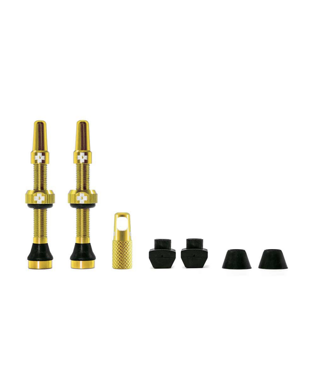 Muc-Off Tubeless Valve Kit: Gold, fits Road and Mountain, 44mm, Pair