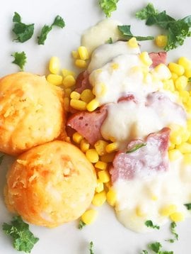 Ham, corn and three vegetables mash (325g)