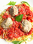 Spaghettini with veal meatballs, marinara & parmesan (325g)