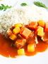 Filet de porc, sauce BBQ, légumes & riz (325g)