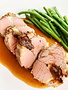 Pork filet mignon stuffed with dates, nuts & blue cheese