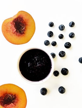 Blueberry and peach puree