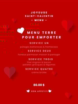 Boîte St-Valentin - Menu Terre