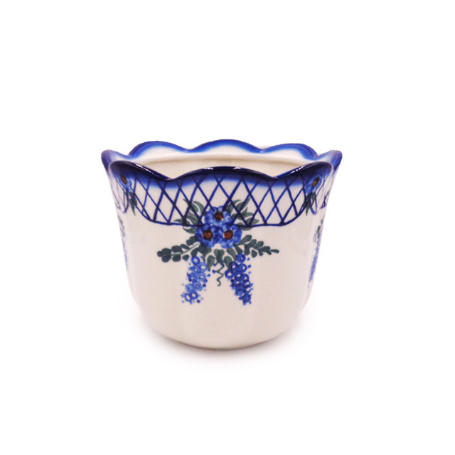 Polish Pottery Flower Pot Lattice In Blue Small Tulip Flower Pot The Polish Pottery Shoppe