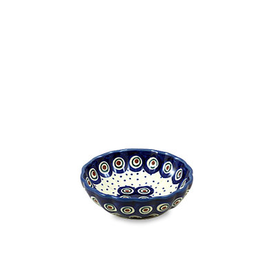Dotted Peacock Scalloped Dish 12