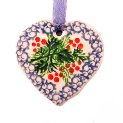 Holly Berry Heart Ornament