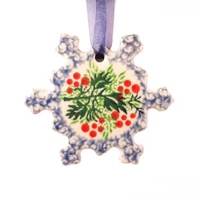 CA Holly Berry Snowflake Ornament