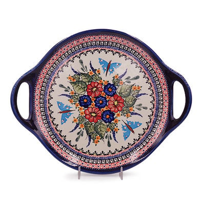 Butterfly Kisses Round Tray w/ Handles