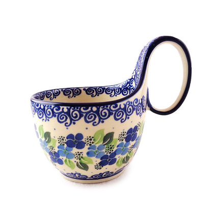 Blue Phlox Loop Handle Soup Bowl