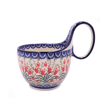 Crimson Bells Loop Handle Soup Bowl