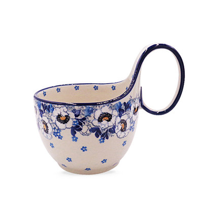 Snow Poppy Loop Handle Soup Bowl