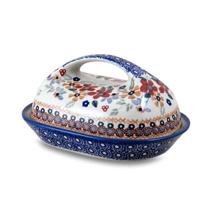 Posies Butter Dish w/ Handle