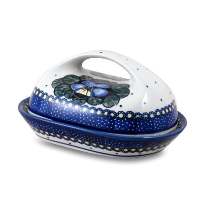 Pansies Butter Dish w/ Handle