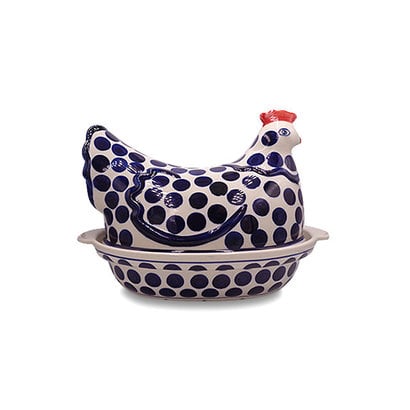 Polka Hen on a Nest