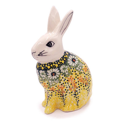 Polish Stoneware Easter Bunny -- Dainty Daisy Bunny - The Polish Pottery  Shoppe