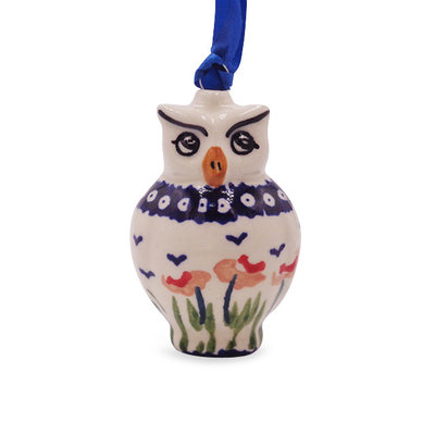 Red Poppies Owl Ornament
