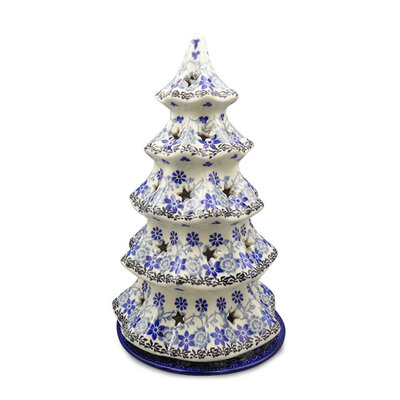 Silver Lace Christmas Tree Luminary - 9 ¾”