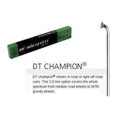 SPOKES - DT Champion Spoke, 284mm, SILVER (Sold Individually) - Staight Gauge 14G (2.0mm), J Hook, Stainless Steel