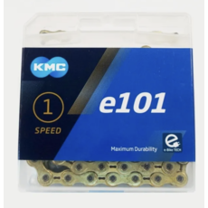 CHAIN, KMC, E101, 1/2 x 1/8'' x 112 links, Single Speed, Gold/Gold, lightweight
