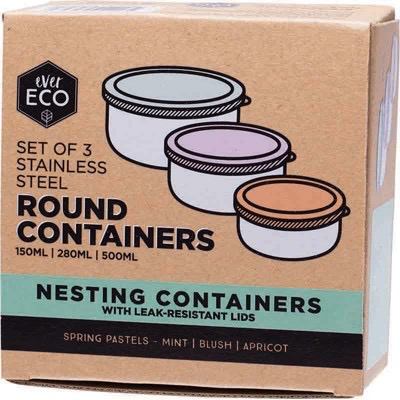 Australia EVER ECO S/Steel Round Containers Spring Pastels - Set of 3