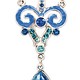 USA Silver & Blue Art Nouveau Necklace with Faux blue Opal