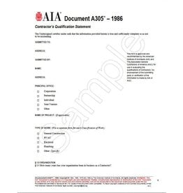 A305–1986, Contractor’s Qualification Statement