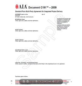 C191-2009 Std Form Multi-Party agreement for integrated project delviery