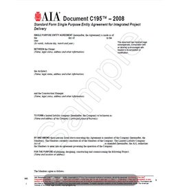 C195-2008 Standard Form Single Purpose Entity Agreement IPD