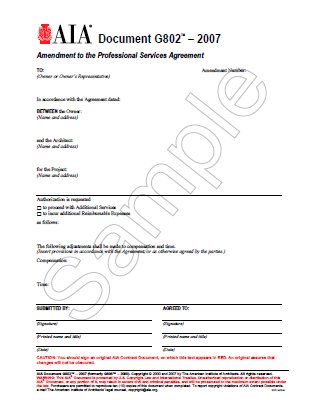 G802-2007 Amendment Of The Professional Services Agreement (Pack of 50)