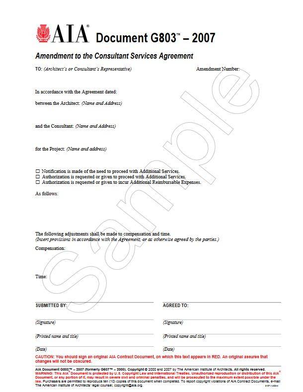 G803-2007 Amendment To The Professional Services Agreement (Pack of 50)