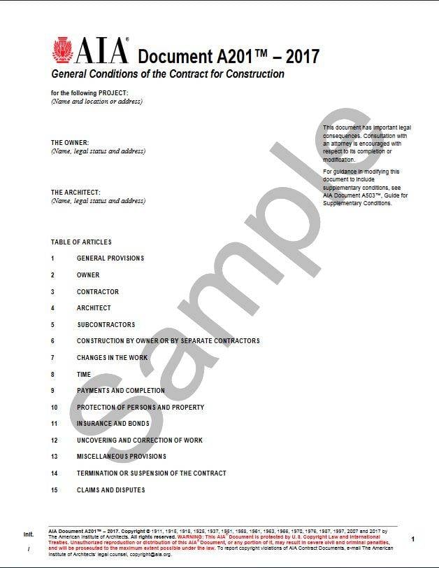 A201- 2017 General Conditions of the Contract for Construction