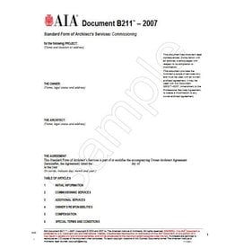 B211--2007 Standard Form Of Architects Services:Commissioning