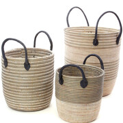 Baskets w/Leather Handles