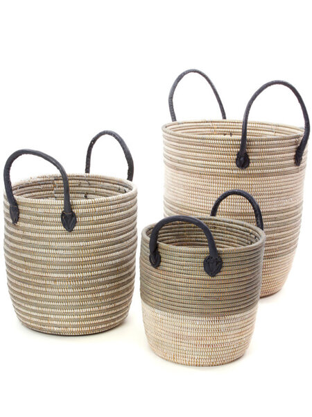 Baskets w/Leather Handles
