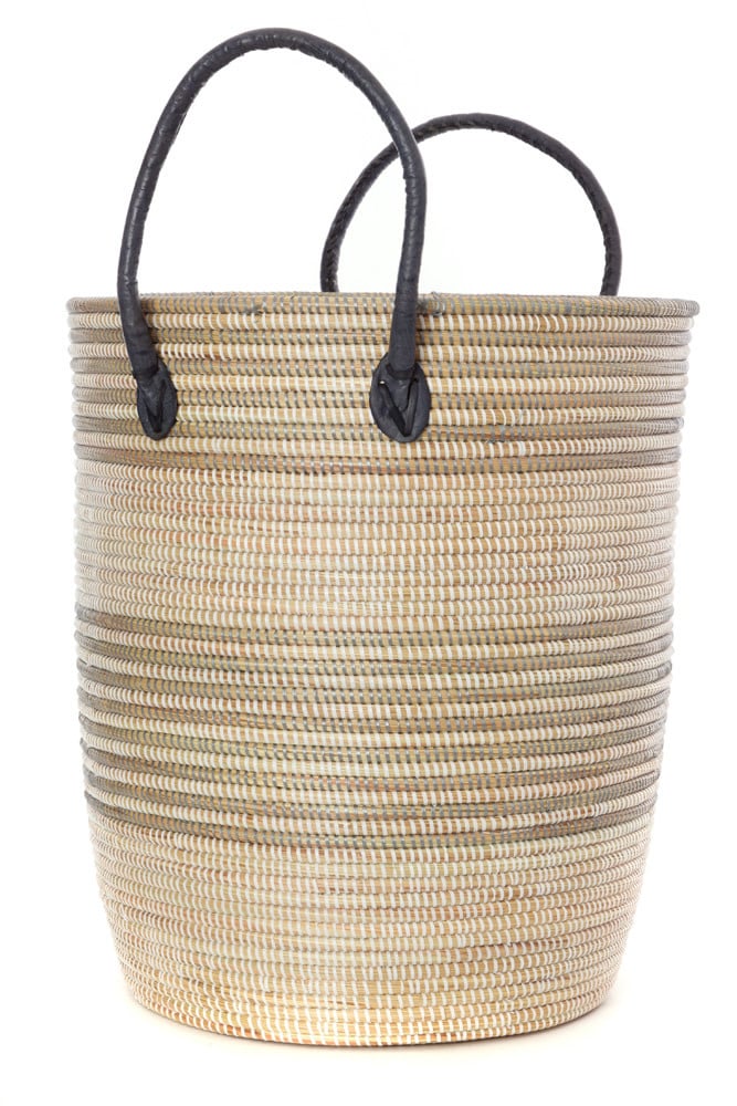 Baskets w/Leather Handles - Linen Alley