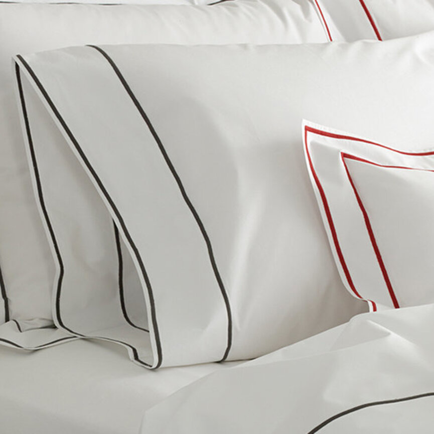 Matouk Ansonia Bedding Collection White 500TC Percale Satin Stitch Detail